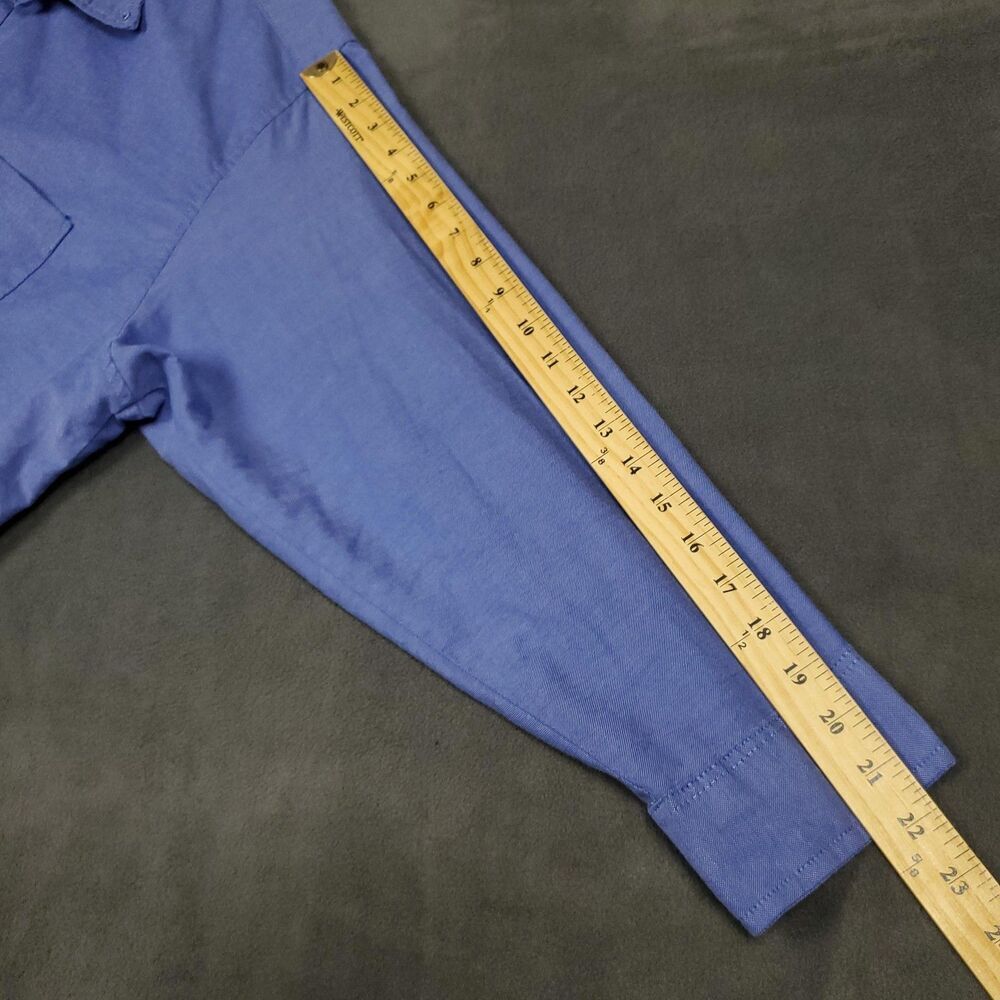 Red Kap Work Polo Shirt Mens 3XL Blue Solid Long Sleeve Button Up Workwear - Picture 11 of 12